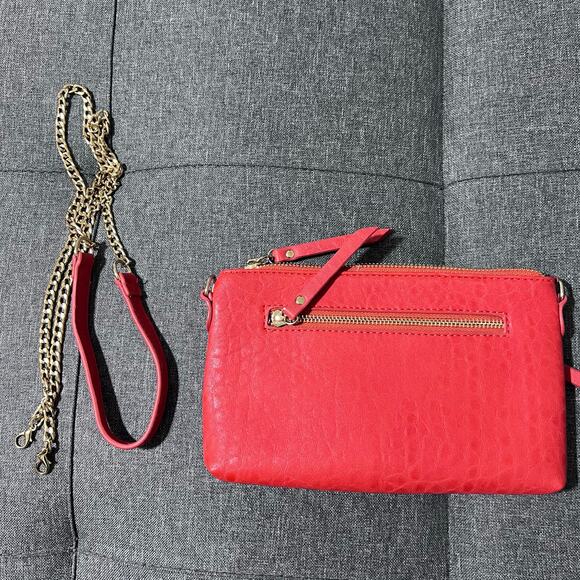MMS Clutch Crossbody Purse Women Small Red‎ Gold Chain Elegant Evening - Picture 7 of 12